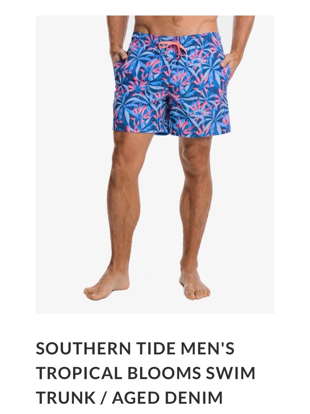 Southern tide mens tropical blooms printed swim shorts